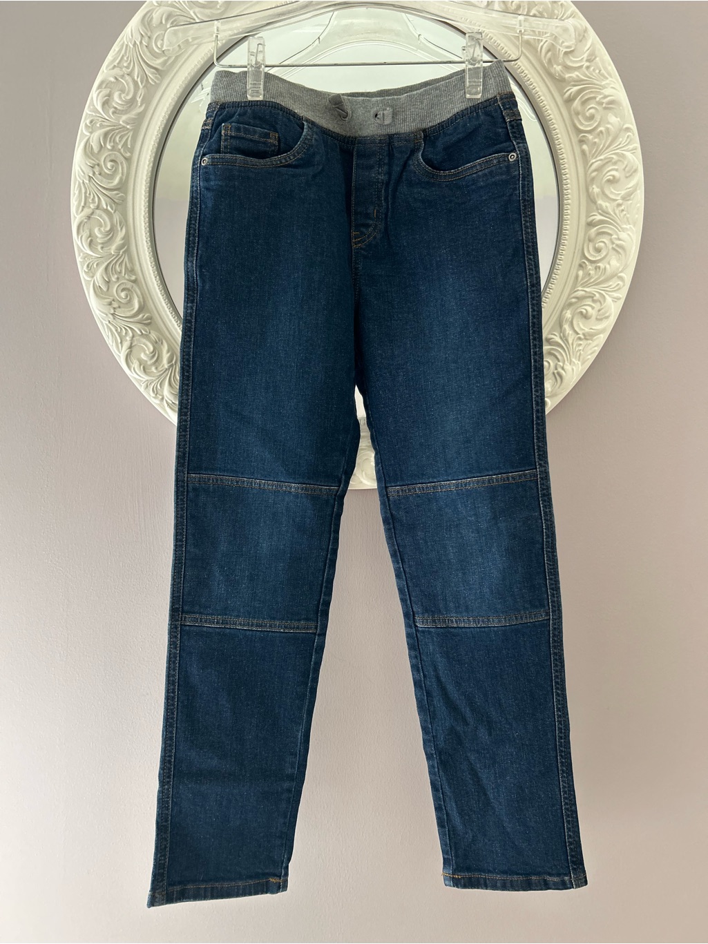 Hanna Anderson Blue Stretch Denim Jeans With Elastic Waistband Kid Size 12